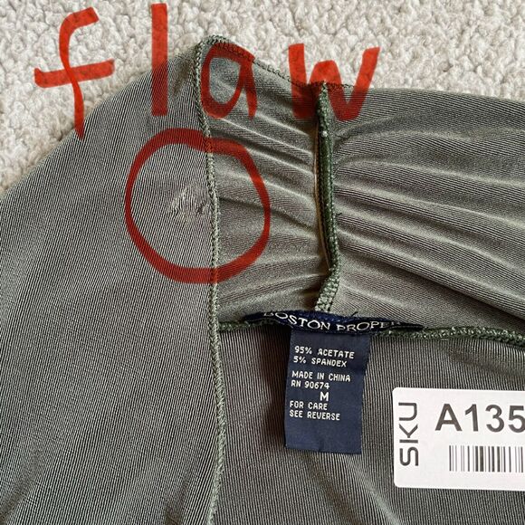 Boston Proper Open Front Sweater Cardigan Women Size M Green Stretch Slinky - Picture 3 of 11